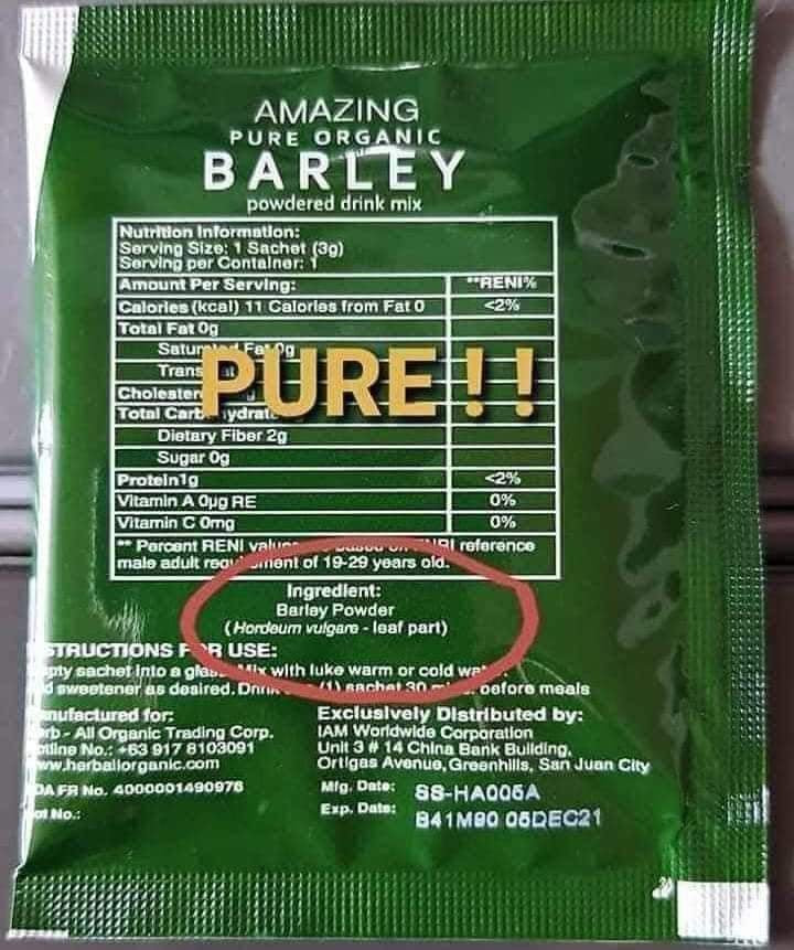 Pure 100% Organic Barely